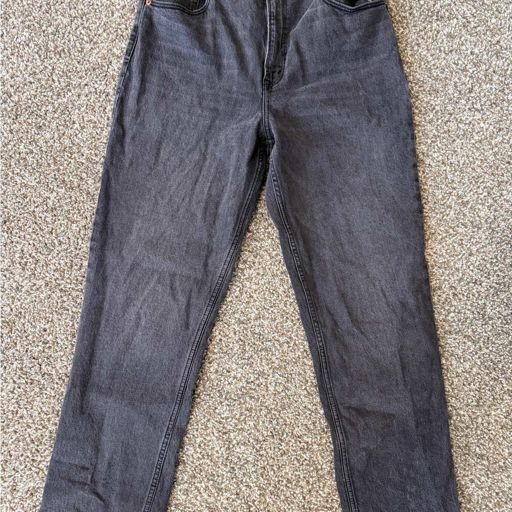 Abercrombie & Fitch Women's Straight Leg Jeans High Rise - Dark Gray